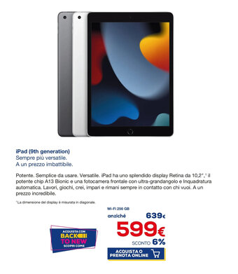 Euronics iPad (9th generation) offerta