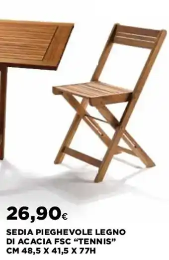 Coop Sedia Pieghevole Legno di Acacia FSC "Tennis" cm 48,5 x 41,5 x 77h offerta
