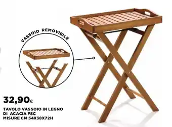 Coop Tavolo Vassoio in Legno di Acacia FSC misure cm 54x38x72h offerta
