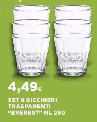 Coop Set 6 Bicchieri Trasparenti "Everest" ml 250 offerta
