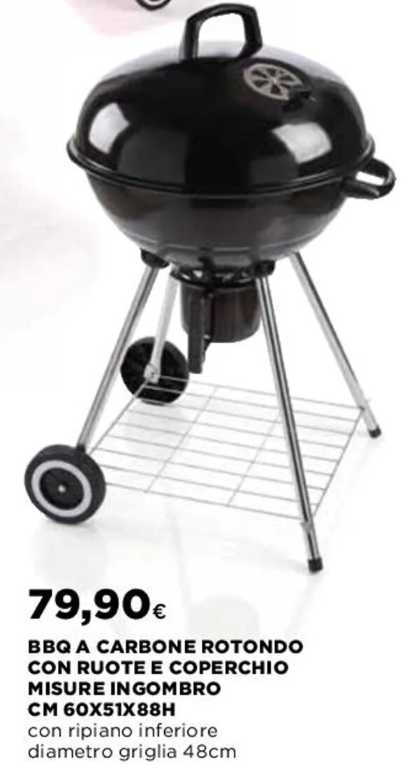 Barbecue A Carbone Sferico Con Ruote - Griglia In Acciaio 42 Cm, Portatile, Per Giardino E Campeggio, 47x44x70 Cm - Foto 11