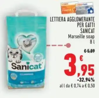 Conad Sanicat Lettiera Agglomerante Per Gatti Marseille soap 8 l offerta