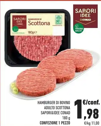 Conad Superstore Sapori Hamburger Di Bovino Adulto Scottona 180g offerta