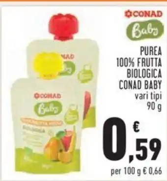 Conad Conad Baby Purea 100 % Frutta Biologica 90 g offerta