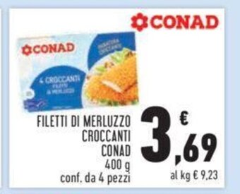 Conad Conad Filetti Di Merluzzo Croccanti 400 g conf. da 4 pezzi offerta