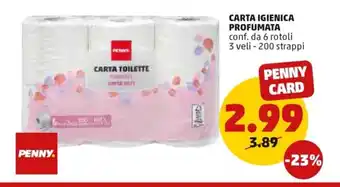 PENNY Carta Igienica Profumata conf. da 6 rotoli 3 veli - 200 strappi offerta