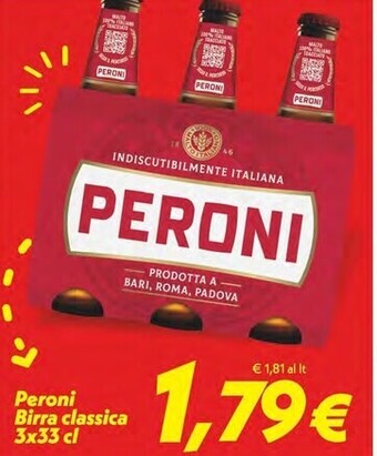 Iper Super Conveniente Peroni birra classica 3x33 cl offerta