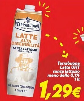 Iper Super Conveniente Terrabuona latte uht senza lattosio meno dello 0,1% 1 lt offerta