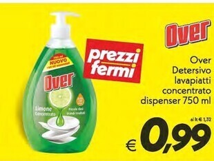 Iper Super Conveniente Over detersivo lavapiatti concentrato dispenser offerta