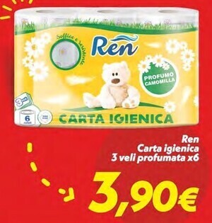 Iper Super Conveniente Ren carta igienica 3 veli profumata x6 offerta