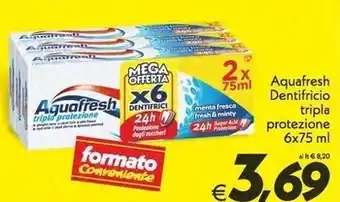 Iper Super Conveniente Aquafresh dentifricio tripla protezione 6x75 ml offerta