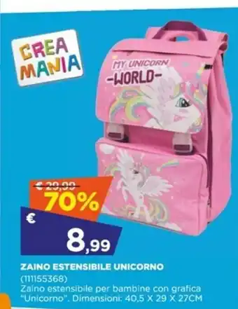 Toys Center Crea Mania Zaino Estensibile Unicorno offerta