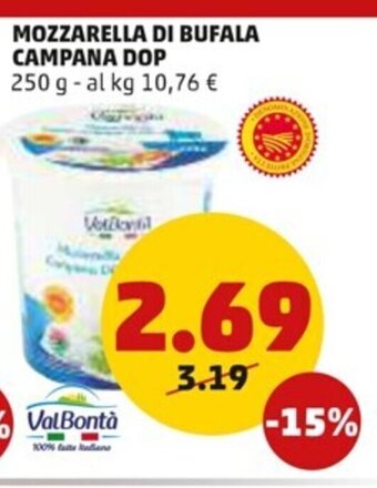 PENNY Mozzarella Di Bufala Campana DOP 250 g offerta