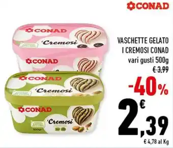 Conad Conad I Cremosi Vaschette gelato 500g offerta