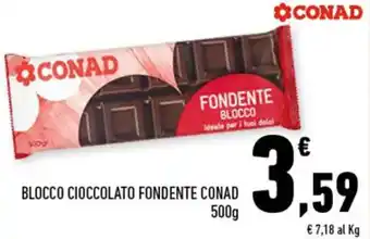 Conad Conad Blocco cioccolato fondente 500g offerta