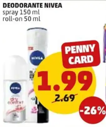 PENNY Nivea Deodorante Spray 150 ml/roll on 50 ml offerta