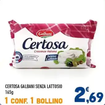 Conad Galbani Certosa senza lattosio 165g offerta