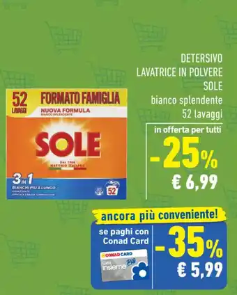 Conad Sole Detersivo Lavatrice In Polvere offerta