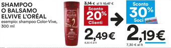 Coop L'Oréal Elvive Shampoo o balsamo 300 ml offerta