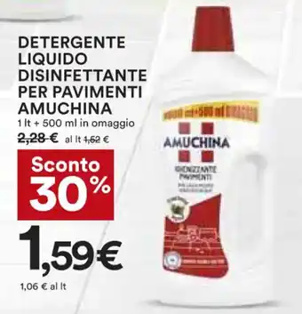 Coop Amuchina Detergente Liquido disinfettante per pavimenti 1 lt + 500 ml offerta