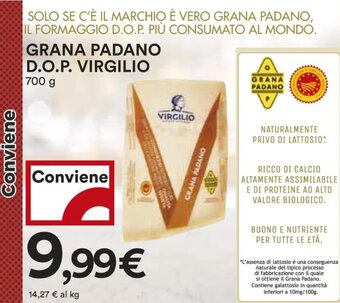 Coop Virgilio Grana Padano D.O.P. 700 g offerta