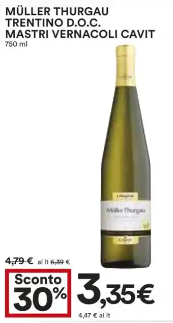 Coop Müller Thurgau Trentino D.O.C. Mastri Vernacoli Cavit 750 ml offerta