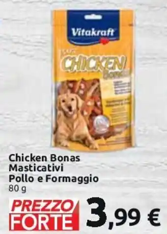 Carrefour Vitakraft Chicken Bonas Masticativi Pollo e Formaggio 80 g offerta