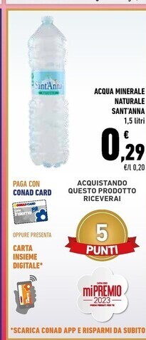 Conad City Sant'anna acqua minerale naturale offerta