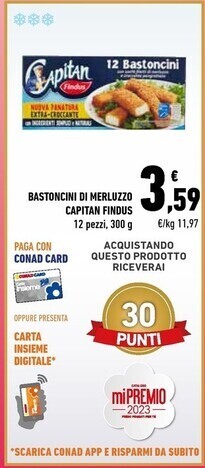 Conad City Findus bastoncini di merluzzo capitan offerta