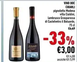 Conad Chiarli vino doc offerta