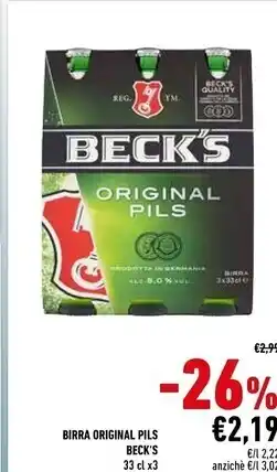 Conad Becks birra original pils offerta