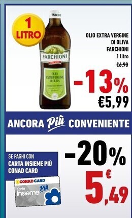 Conad Farchioni olio extra vergine di oliva offerta