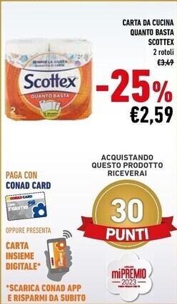 Conad Scottex carta da cucina quanto basta offerta
