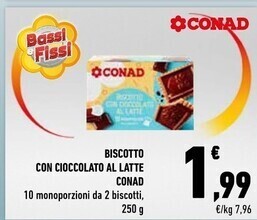 Conad Conad biscotto con cioccolato al latte offerta