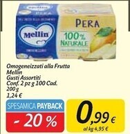 Carrefour Market Mellin omogeneizzati alla frutta offerta