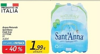 Carrefour Market Sant'anna acqua naturale offerta