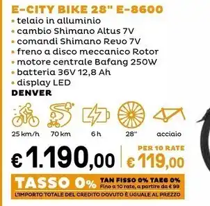 Iper La Grande Denver e-city bike 28 e-8600 offerta