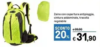 Zaino con copertura antipioggia , cintura addominale , tracolla regolabile