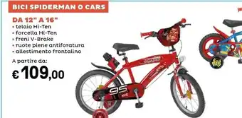 Bici spiderman o cars da 12 a 16