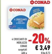 Conad Conad filetti di merluzzo offerta