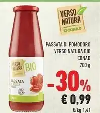 Conad Conad passata di pomodoro verso natura bio offerta