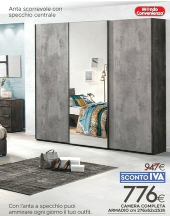 Mondo Convenienza Camera Completa Armadio Cm 276x62x253h offerta