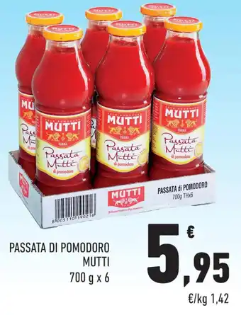 Conad Mutti Passata di Pomodoro 700 g x 6 offerta