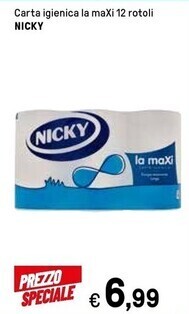Iper La Grande Nicky carta igienica la maxi 12 rotoli offerta