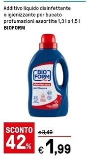 Bioform additivo liquido disinfettante o igienizzante