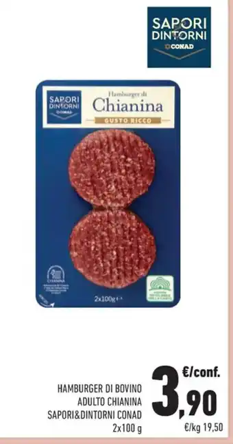 Conad Hamburger Di Bovino Adulto Chianina Sapori&Dintorni Conad 2 x 100 g offerta