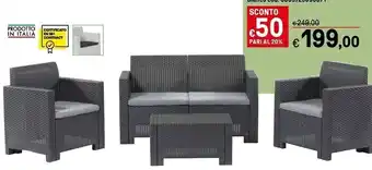 Set arredo in resina stampata effetto in rattan