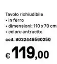 Tavolo richiudibile . in ferro