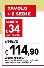 Iper La Grande Tavolo +2 sedie offerta
