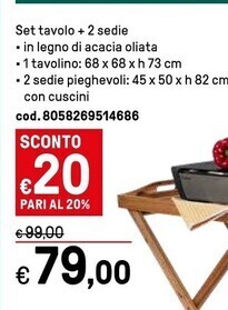 Iper La Grande Tavolo +2 sedie offerta